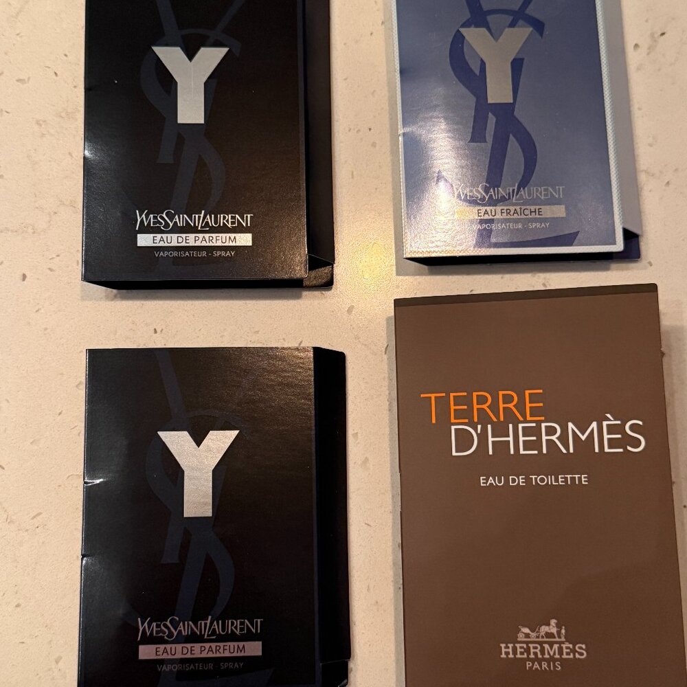 Men’s Perfume Sample Lot of 4 YSL, Hermes